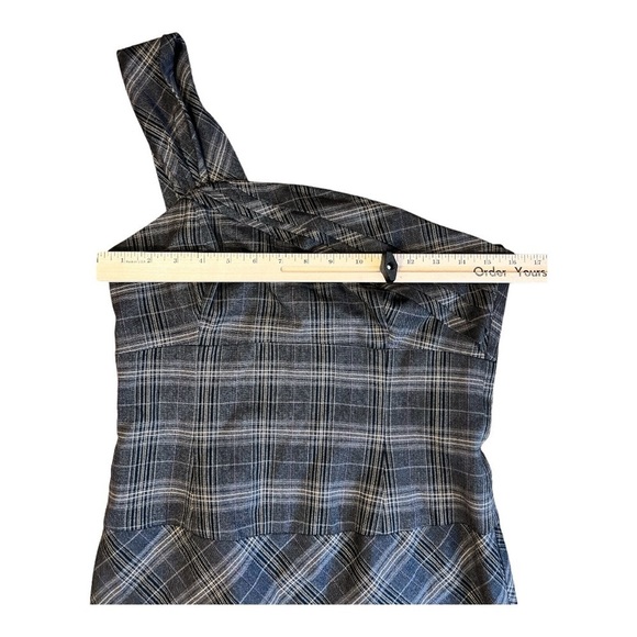 Black Halo Mini Jackie O Plaid One Shoulder Dress Size 8 LA1 - Picture 2 of 5